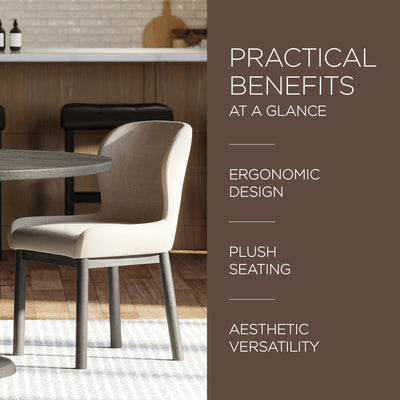 Maven Lane Gia Dining Chair, Refined Black Finish w/Dove Fabric (Open Box) - VMInnovations