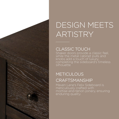 Maven Lane Felix Rustic Wooden Sideboard in Weathered Brown Finish (Open Box) - VMInnovations
