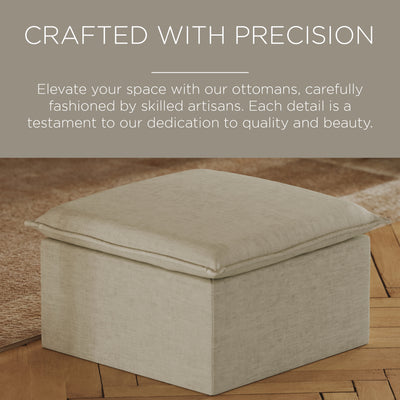 Maven Lane Claude Rustic Ottoman in Dove Fabric Upholstery (Used) - VMInnovations
