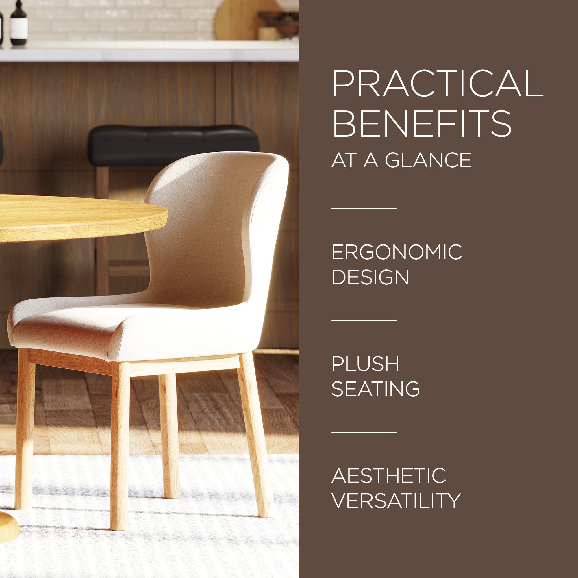 Maven Lane Gia Contemporary Dining Chair, Refined Natural Finish w/Fabric (Used) - VMInnovations