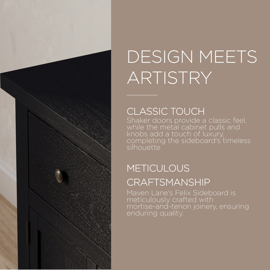 Maven Lane Felix Rustic Wooden Sideboard in Weathered Black Finish