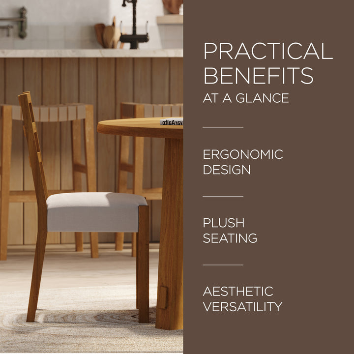 Maven Lane Rustic Dining Chair, Natural w/Taupe Linen Fabric, 2pc (For Parts)