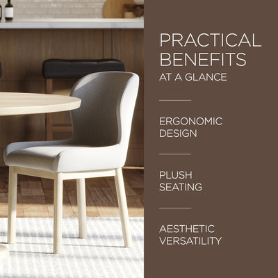 Maven Lane Gia Contemporary Dining Chair, Refined Grey w/ Taupe Fabric, Set of 6