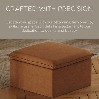 Maven Lane Claude Contemporary Ottoman in Clay Fabric Upholstery (Open Box) - VMInnovations