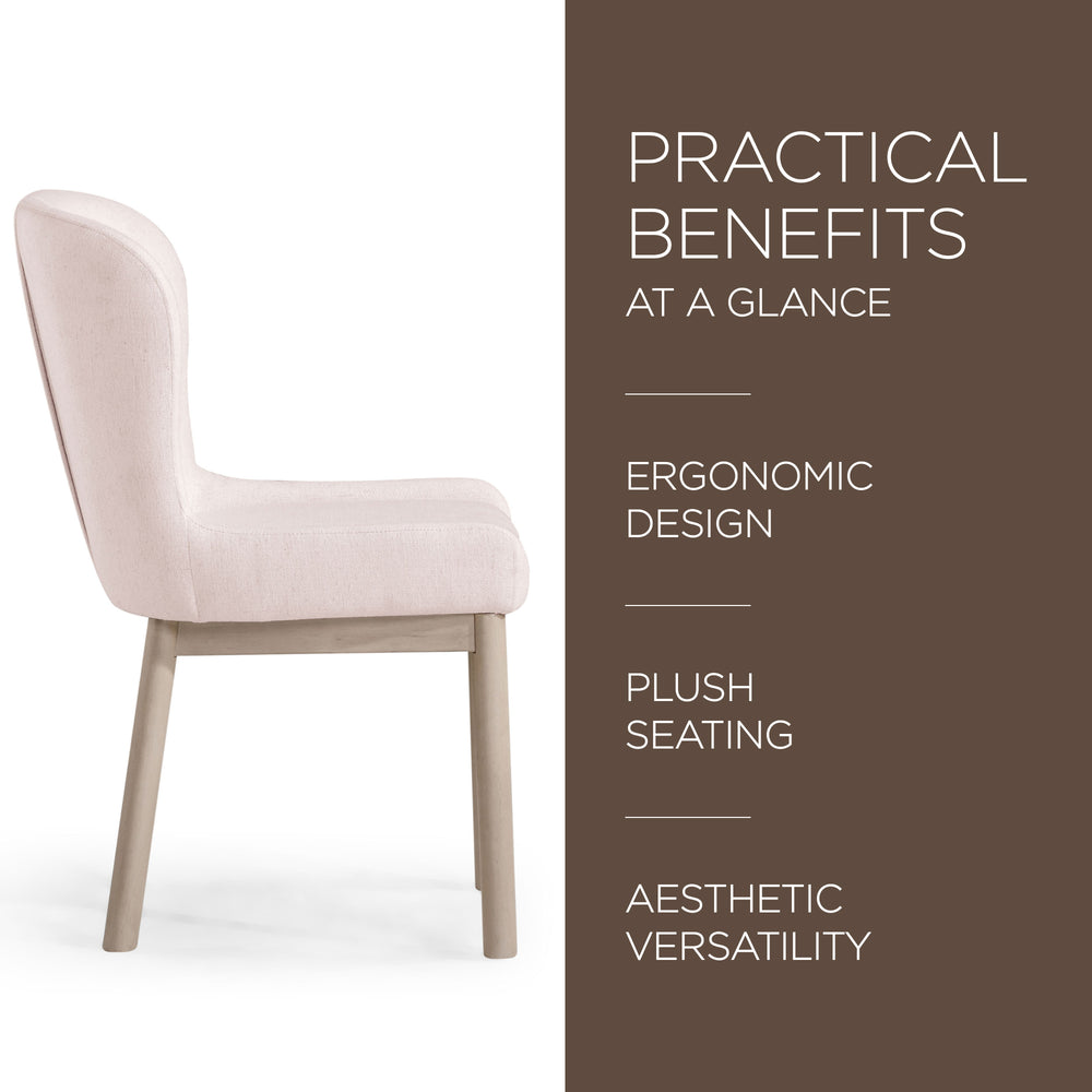 Maven Lane Gia Dining Chair, Refined White Finish with Cream Fabric (Used) - VMInnovations