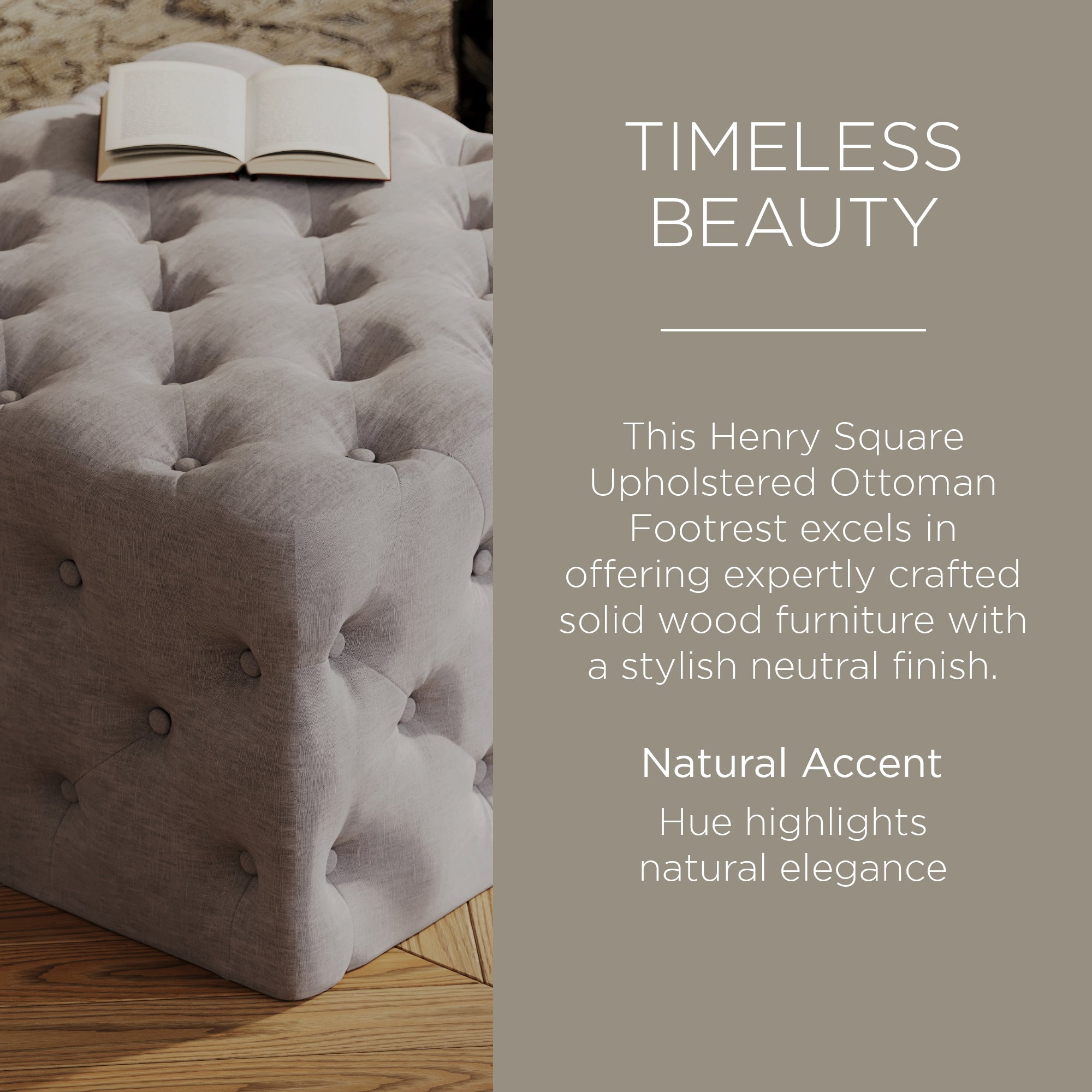 Maven Lane Henry Traditional Ottoman in Slate Fabric Upholstery (Open Box) - VMInnovations
