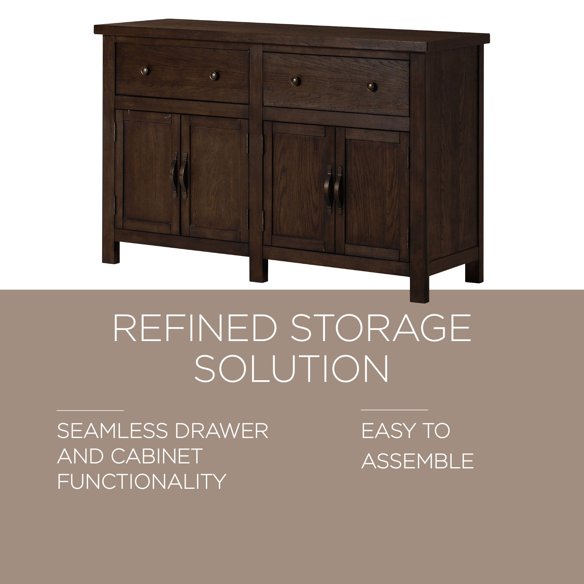 Maven Lane Felix Rustic Wooden Sideboard in Weathered Brown Finish (Open Box) - VMInnovations