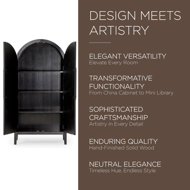 Maven Lane Selene Classical Wooden Cabinet in Antiqued Black Finish (Damaged) - VMInnovations