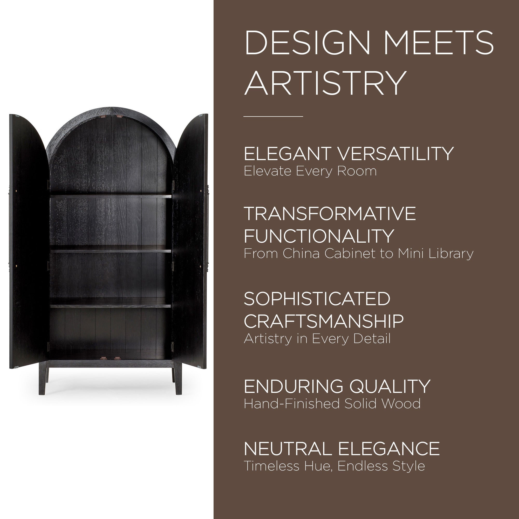 Maven Lane Selene Classical Wooden Cabinet in Antiqued Black Finish (For Parts) - VMInnovations