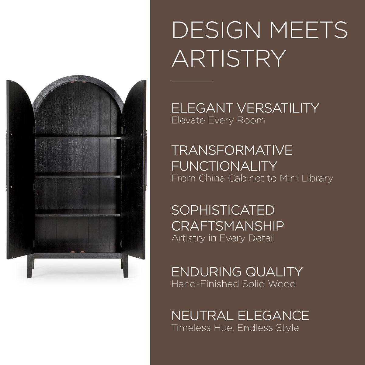 Maven Lane Selene Classical Wooden Cabinet in Antiqued Black Finish (For Parts) - VMInnovations