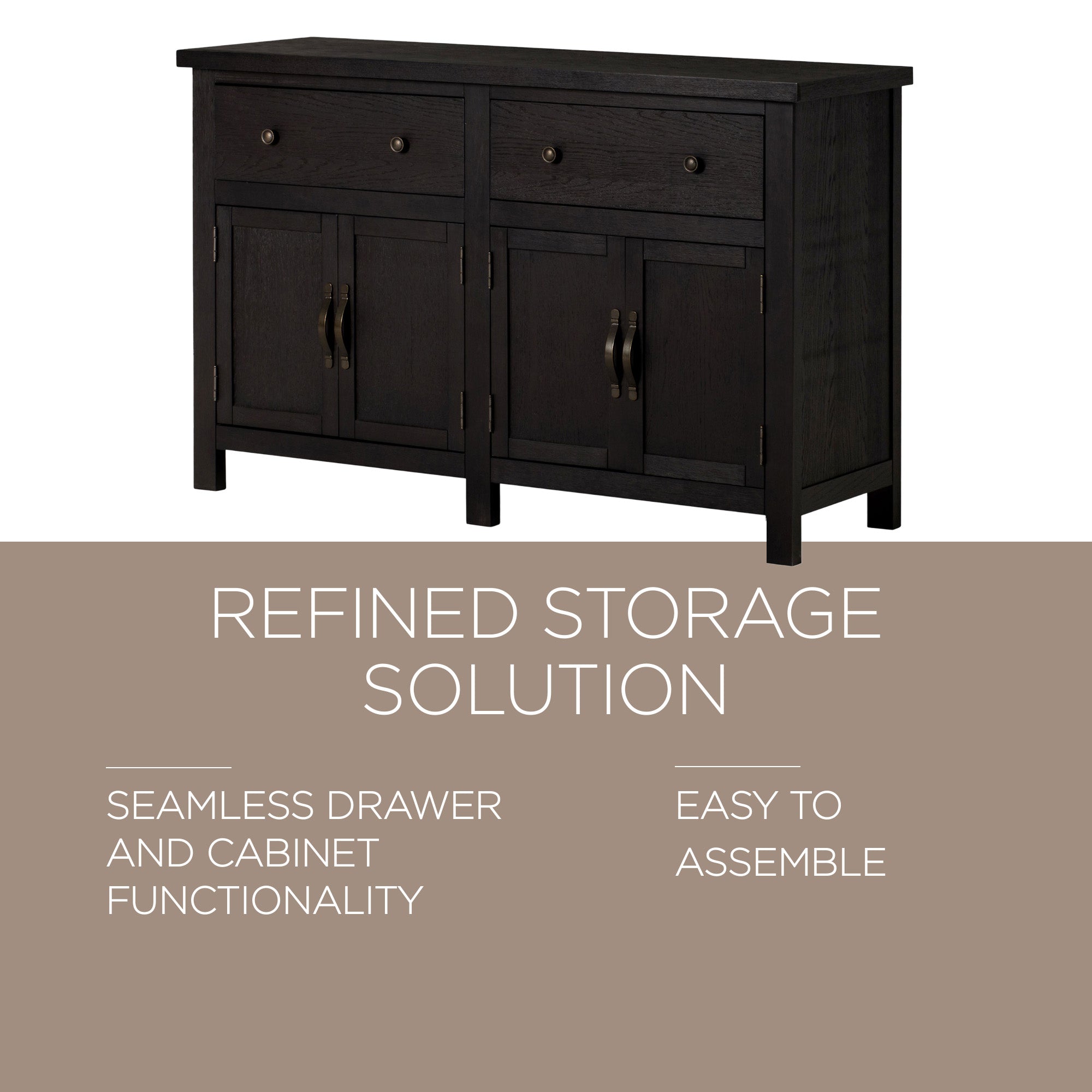 Maven Lane Felix Rustic Wooden Sideboard in Weathered Black Finish (For Parts)