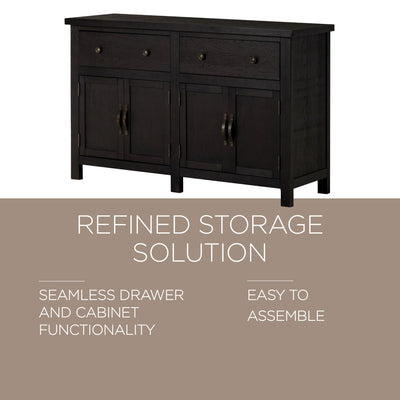 Maven Lane Felix Rustic Wooden Sideboard in Weathered Black Finish (For Parts)