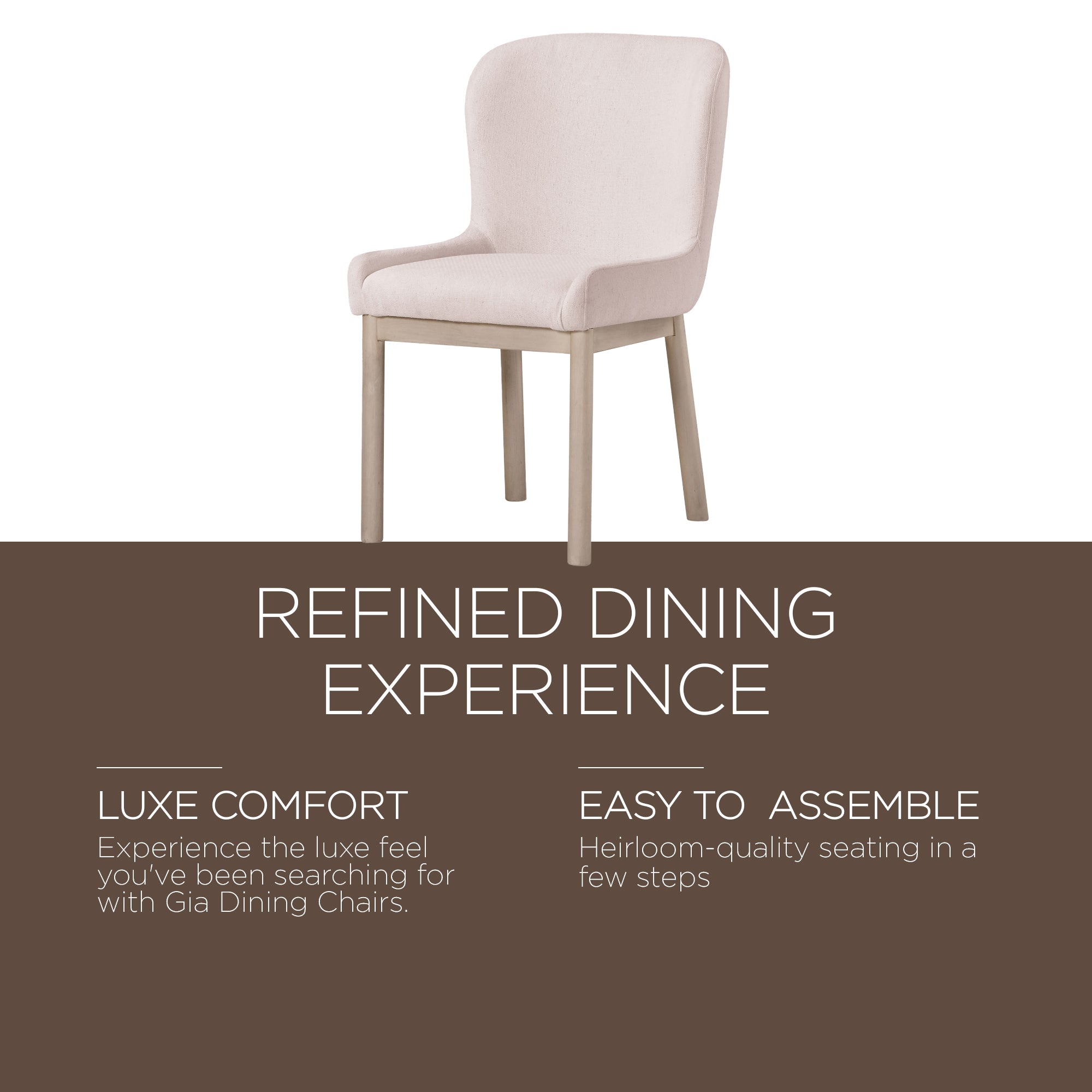 Maven Lane Gia Contemporary Dining Chair, Refined White, Cream Fabric, Set of 4