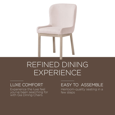 Maven Lane Gia Contemporary Dining Chair, Refined White, Cream Fabric, Set of 4