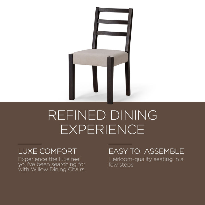 Maven Lane Willow Rustic Dining Chair, Black w/Dove Weave Fabric, Set of 2(Used)