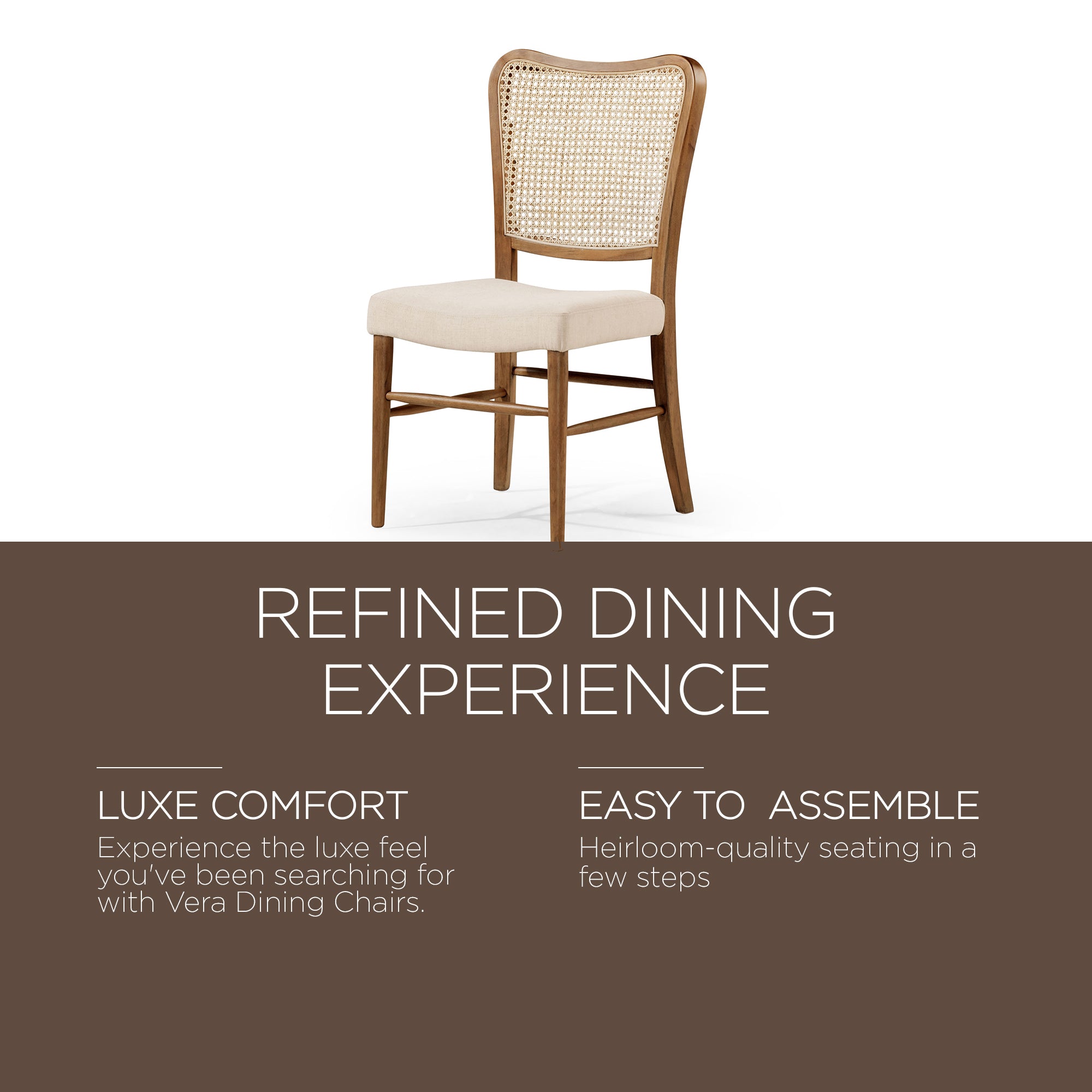 Maven Lane Wood Chair, Antique Natural & Taupe Linen Fabric, Set of 2 (Used) - VMInnovations