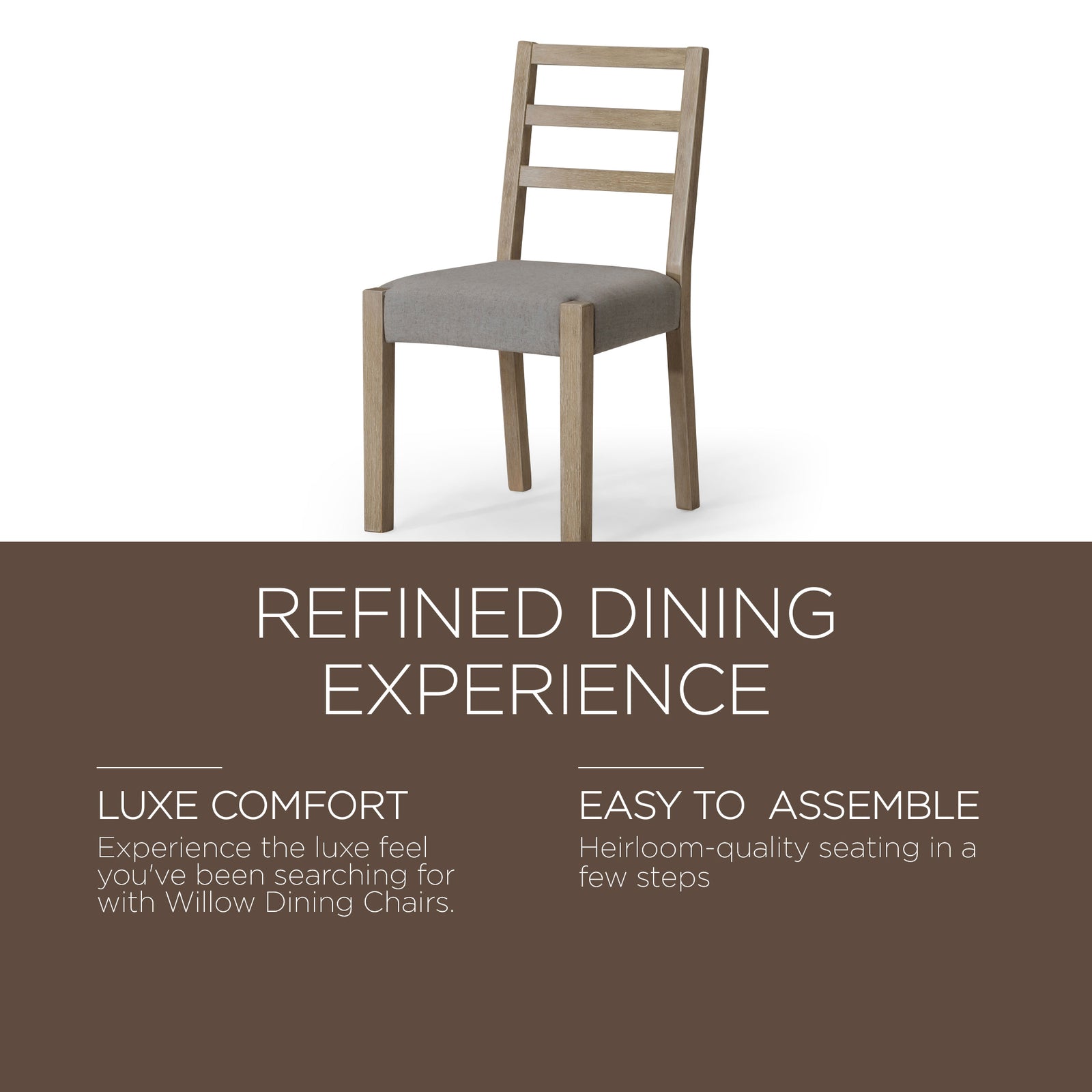 Maven Lane Willow Rustic Dining Chair, Grey w/Slate Linen Fabric,2pc(Open Box) - VMInnovations