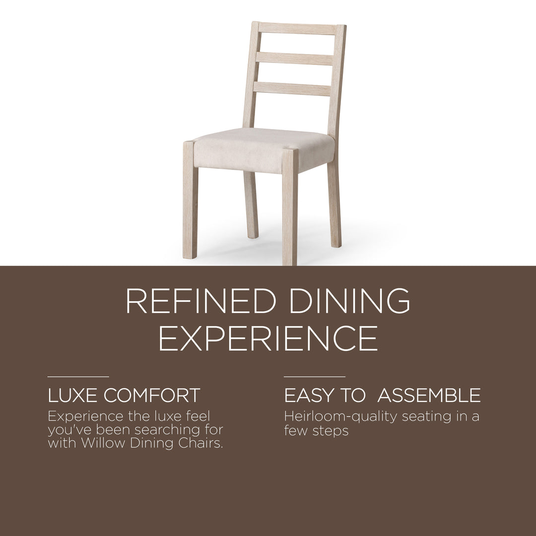 Maven Lane Willow Rustic Dining Chair, White w/Cream Weave Fabric,2pc(For Parts)