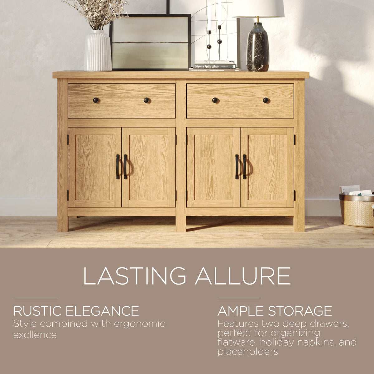Maven Lane Felix Rustic Wooden Sideboard in Weathered Natural Finish (For Parts)