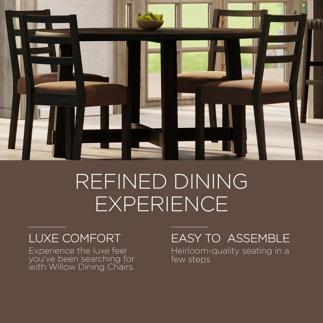 Maven Lane Willow Rustic Dining Chair, Brown with Clay Canvas Fabric, Set of 2