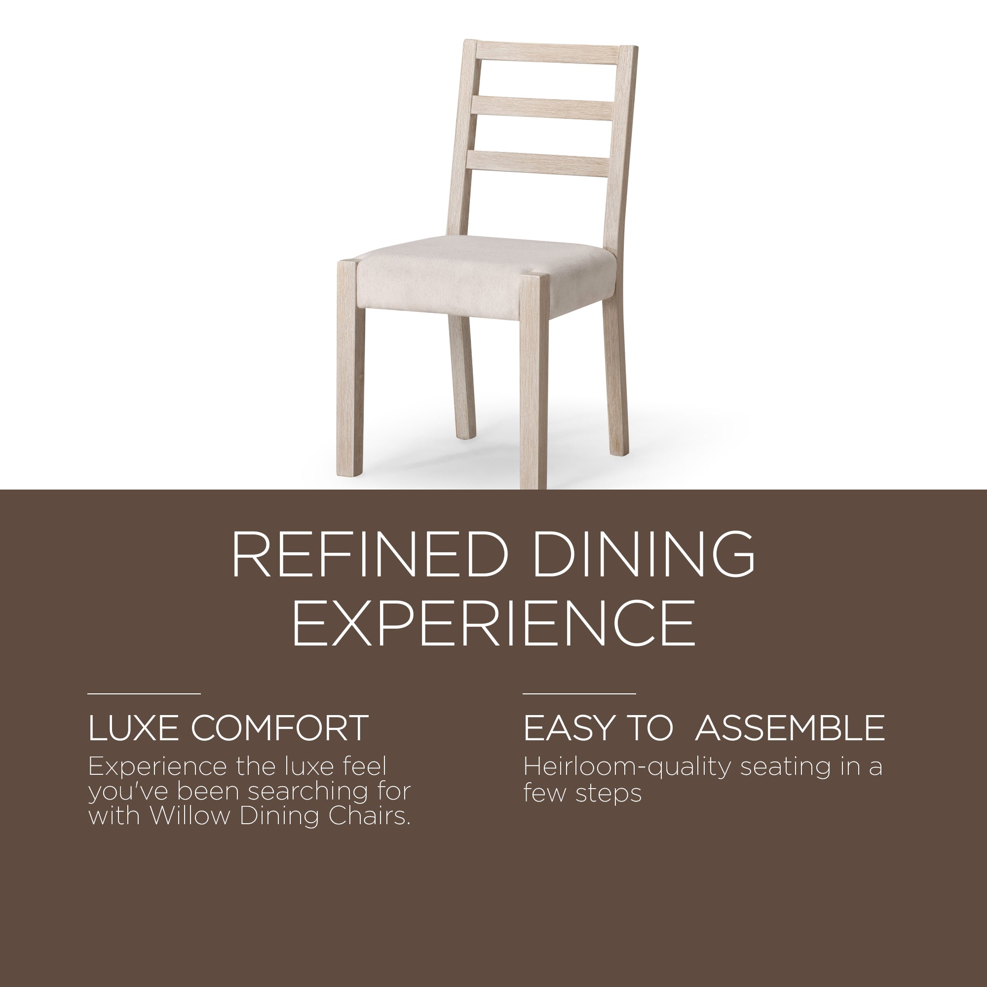 Maven Lane Rustic Dining Chair, White with Cream Weave Fabric, 2pc (Open Box) - VMInnovations