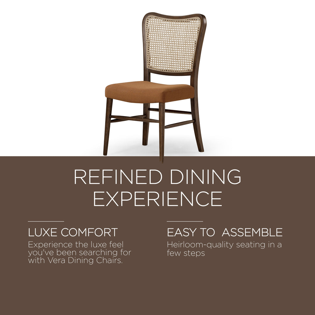 Maven Lane Vera Wood Dining Chair, Antique Brown & Clay Canvas Fabric, 2pc(Used)
