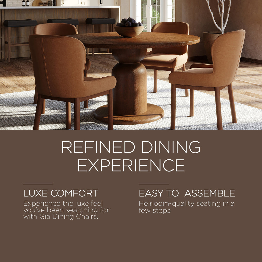 Maven Lane Gia Dining Chair, Refined Brown Finish with Clay Fabric (Used)