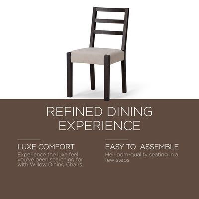 Maven Lane Willow Rustic Dining Chair, Black w/Dove Weave Fabric, 2Pc(Open Box) - VMInnovations
