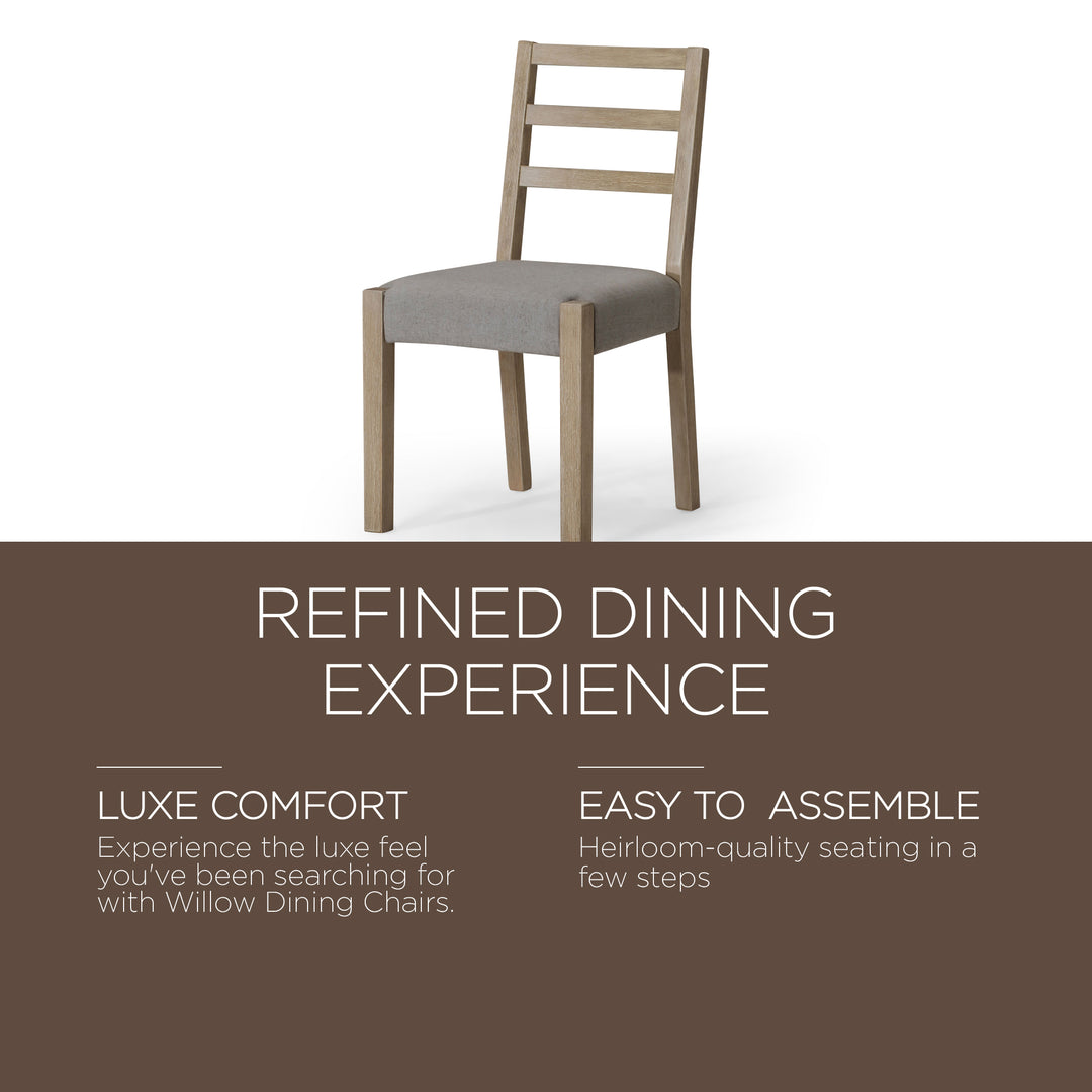 Maven Lane Rustic Dining Chair, Grey with Slate Linen Fabric, Set of 2 (Used)