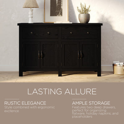 Maven Lane Felix Rustic Wooden Sideboard in Weathered Black Finish (For Parts)