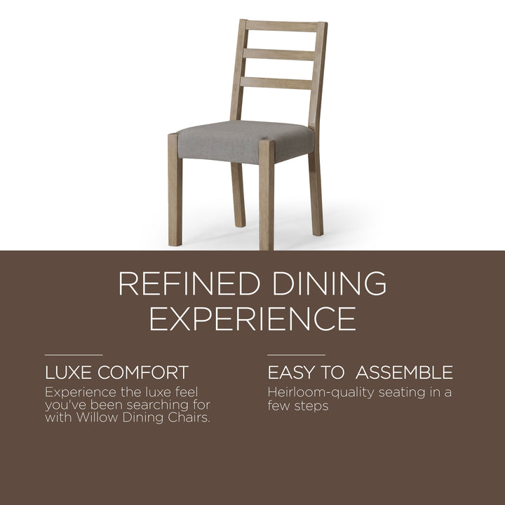 Maven Lane Rustic Dining Chair, Grey with Slate Linen Fabric, Set of 2 (Used) - VMInnovations