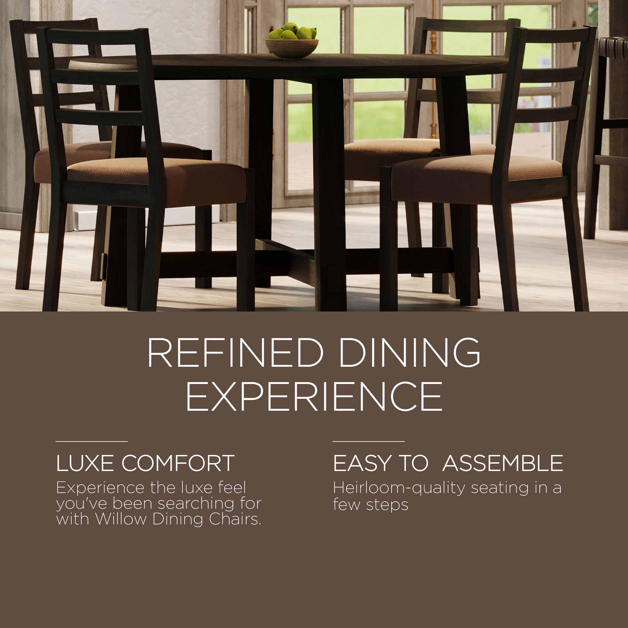 Maven Lane Rustic Dining Chair, Brown with Clay Canvas Fabric, 2pc (Open Box) - VMInnovations