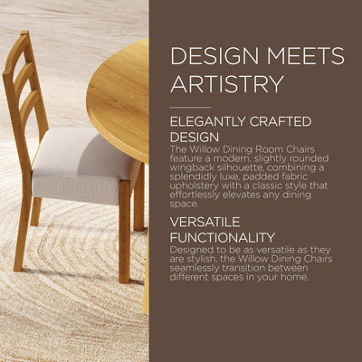Maven Lane Willow Rustic Dining Chair, Natural w/Taupe Linen Fabric, 2pc (Used) - VMInnovations