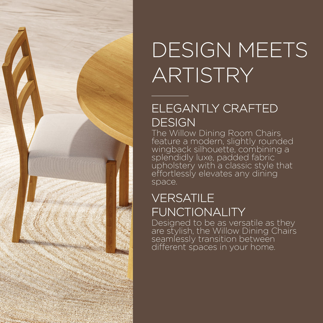 Maven Lane Willow Rustic Dining Chair, Natural w/Taupe Linen Fabric, 2pc (Used)