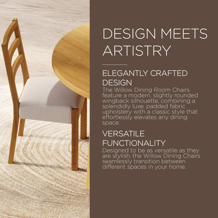 Maven Lane Willow Rustic Dining Chair, Natural w/Taupe Linen Fabric, 2pc (Used)