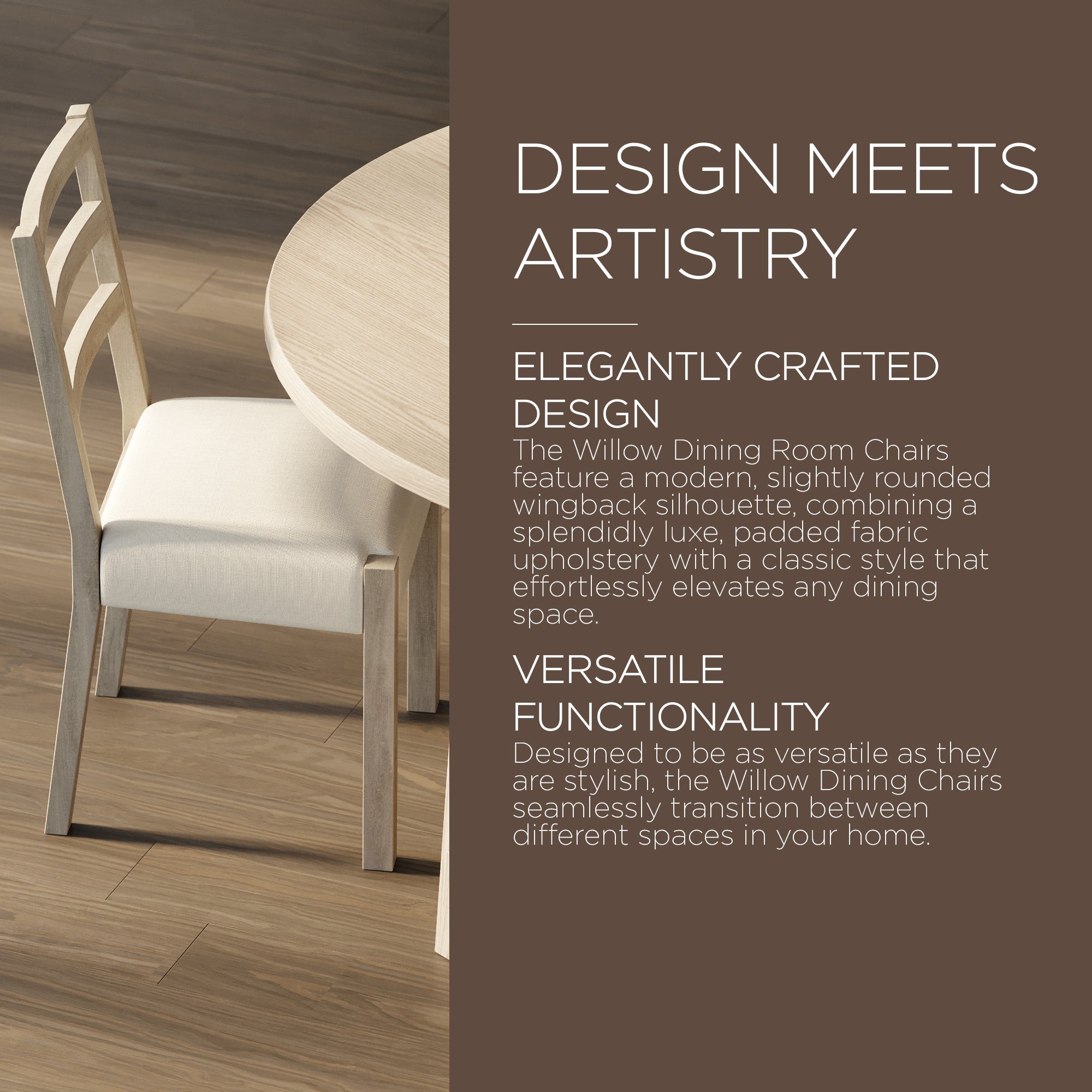Maven Lane Willow Rustic Dining Chair, White w/Cream Weave Fabric,2pc(For Parts) - VMInnovations