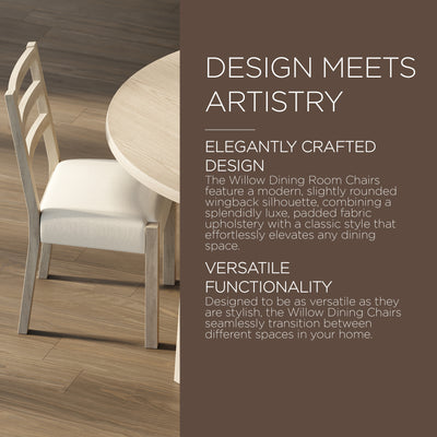 Maven Lane Willow Rustic Dining Chair, White w/Cream Weave Fabric,2pc(For Parts) - VMInnovations