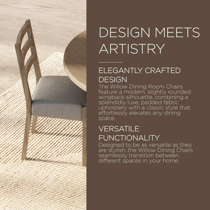 Maven Lane Rustic Dining Chair, Grey with Slate Linen Fabric, Set of 2 (Used)