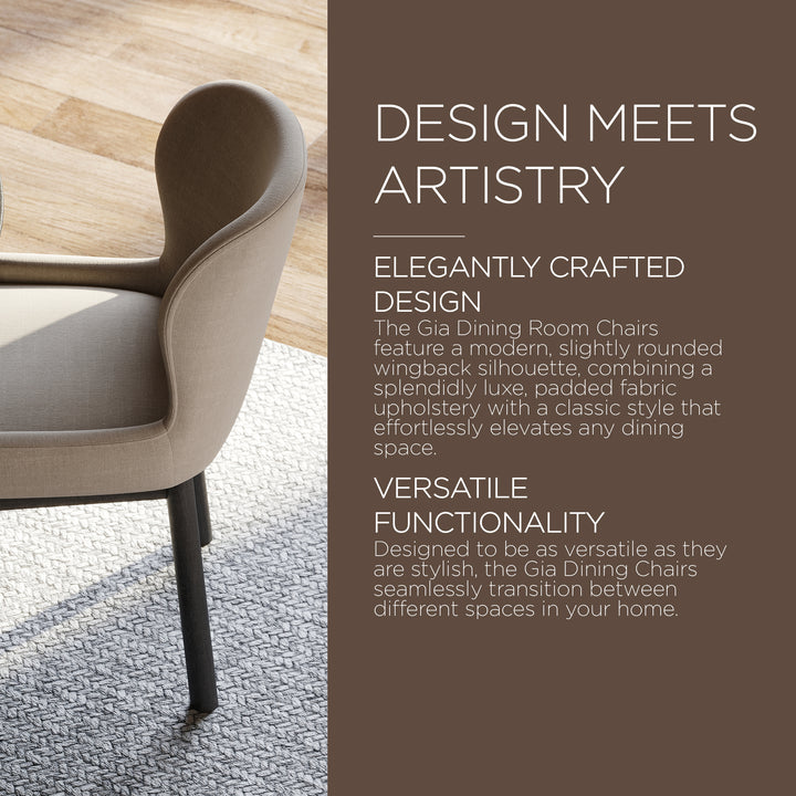 Maven Lane Mila Table and 6 Gia Chair Contemporary Dining Set, Refined Black - VMInnovations