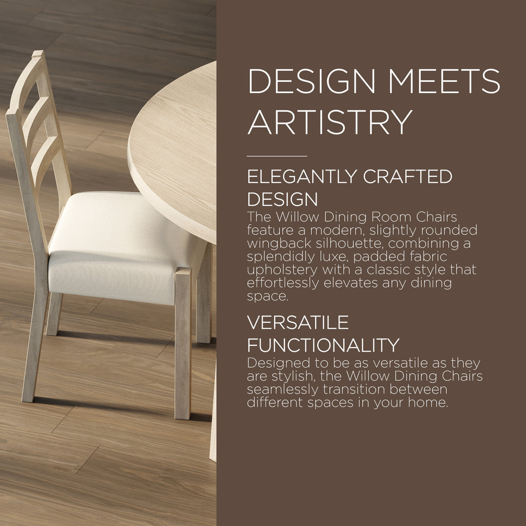Maven Lane Rustic Dining Chair, White with Cream Weave Fabric, 2pc (Open Box) - VMInnovations
