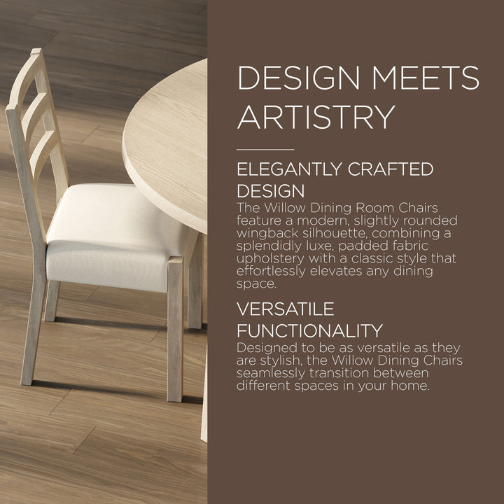 Maven Lane Rustic Dining Chair, White with Cream Weave Fabric, 2pc (Open Box) - VMInnovations