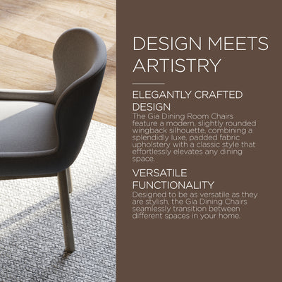 Maven Lane Gia Contemporary Dining Chair, Refined Grey, Taupe Fabric, Set of 6