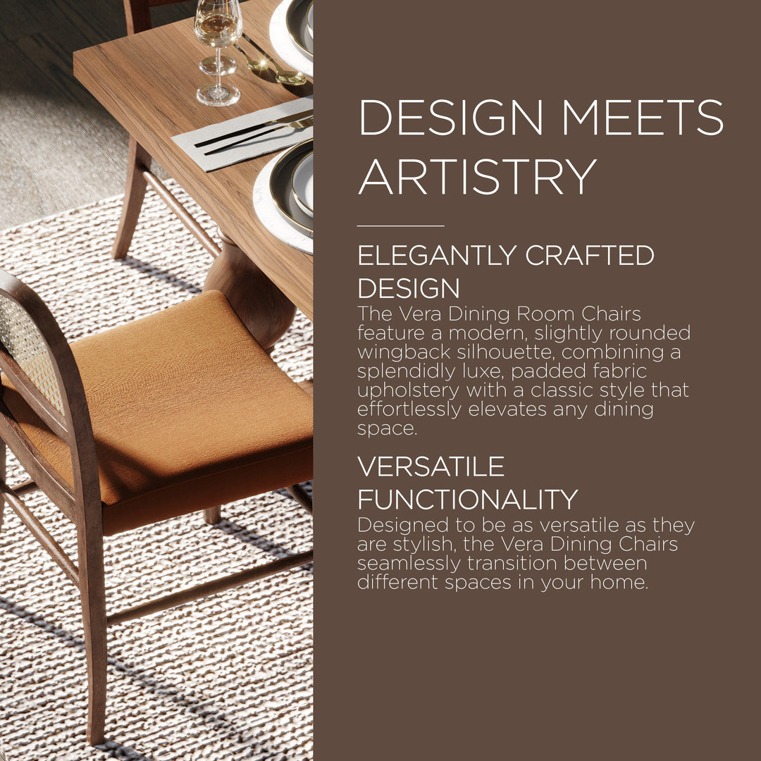 Maven Lane Vera Wood Dining Chair, Antique Brown & Clay Canvas Fabric, 2pc(Used)