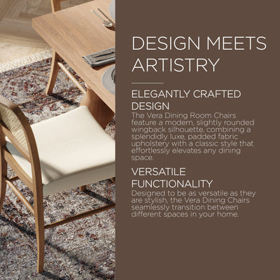 Maven Lane Wood Dining Chair, Antique Natural & Taupe Linen Fabric,2pc(Open Box) - VMInnovations