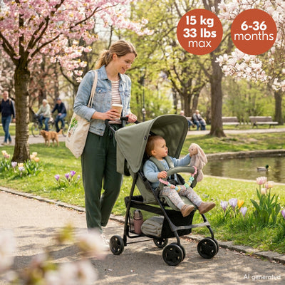 hauck Sport T13 Lightweight Compact Foldable Stroller Push Chair, Dark Olive