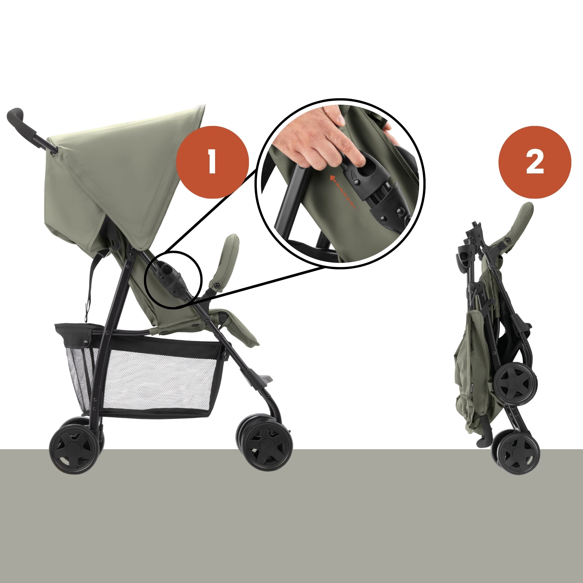 hauck Sport T13 Lightweight Compact Foldable Stroller Push Chair, Dark Olive