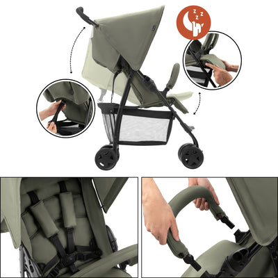 hauck Sport T13 Lightweight Compact Foldable Stroller Push Chair, Dark Olive