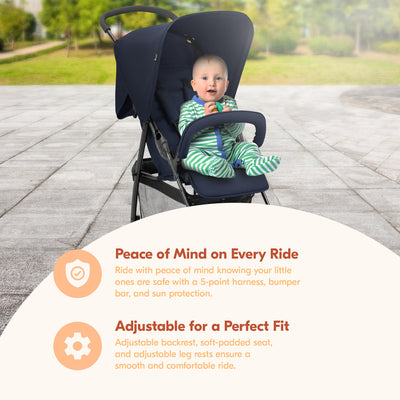 hauck Sport T13 Lightweight Compact Foldable Stroller Push Chair Dark Blue(Used)