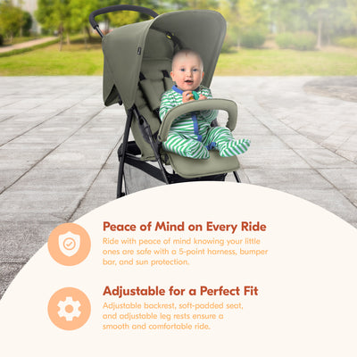hauck Sport T13 Lightweight Compact Foldable Stroller, Dark Olive (Open Box)
