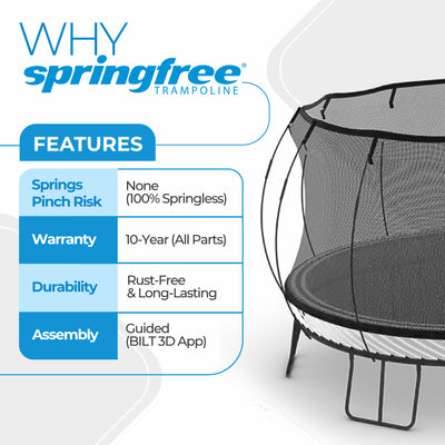 Springfree Trampoline 12'x19' Jumbo Oval Trampoline with 22'x29' Space Required